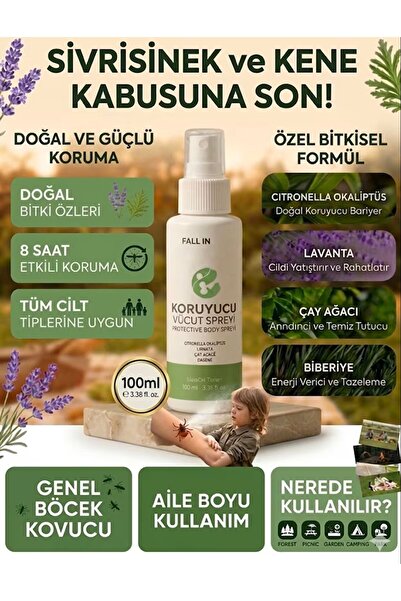 FALL IN CARE Doğal Koruyucu Sprey - Sivrisinek, Kene ve Genel Böcek Kovucu