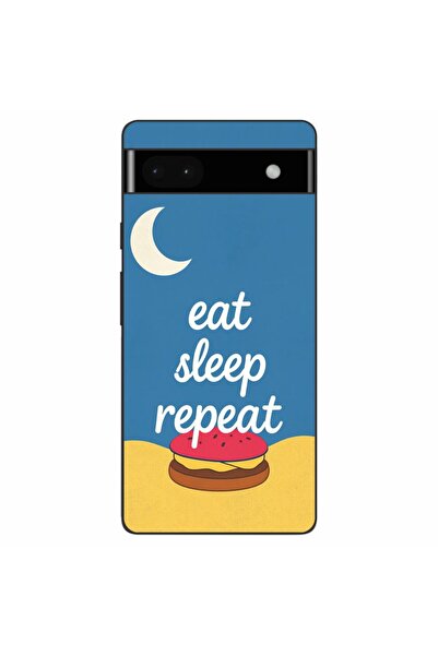 OEM Husa compatibila cu Google Pixel 6A Silicon Gel Tpu Model Eat Sleep Repeat