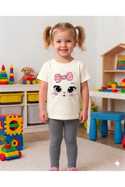 cınartarzbutik طقم ملابس يومية للفتيات مكون من قطعتين (بنطلون ضيق وتي شيرت) م...