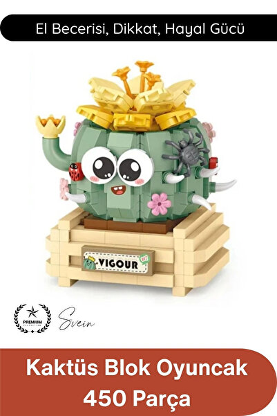 Svein #BlokPuzzle Kaktüs Blok Oyuncak 450 Parça Yapı İnşa Seti Eğitici Zeka G...