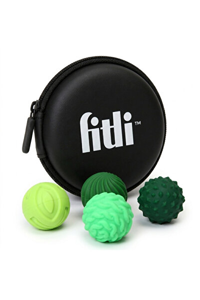 Fitli Set de 4 mingi senzoriale magnetice, antistres, cu texturi variate, verzi