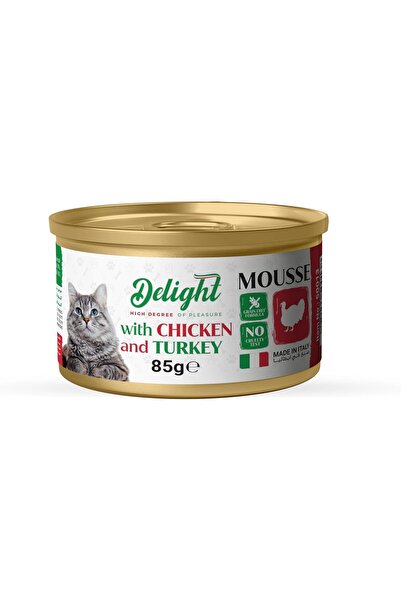 DELIGHT طعام القطط الرطب من نوع موس - دجاج وديك رومي طبيعي طازج خالٍ من الحبو...