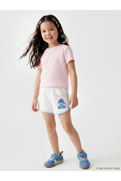 LC Waikiki Stitch Printed Girls' Shorts