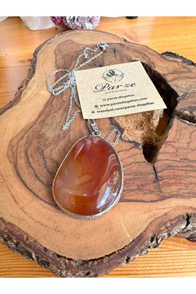 parze doğaltaş Agate Stone Medallion Necklace