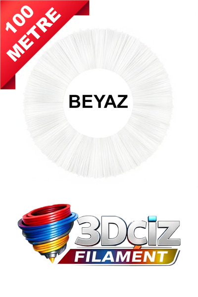 PLA 3D Kalem Filament PLA Beyaz Renk (20x5 metre) 100 Metre PLA Filament