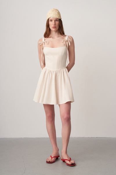 Mathilda Store Kadın Ekru Korse Mini Elbise