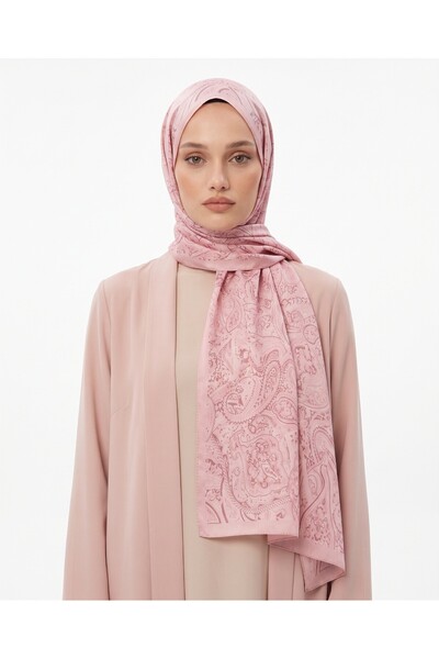 Lunfia Floral Desenli Şal - Pudra