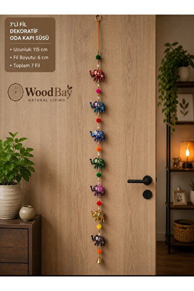 WoodBay 7'li Fil Dekoratif Kapı Süsü 115 cm El Yapımı Duvar Süsü Oda Dekoru Ş...