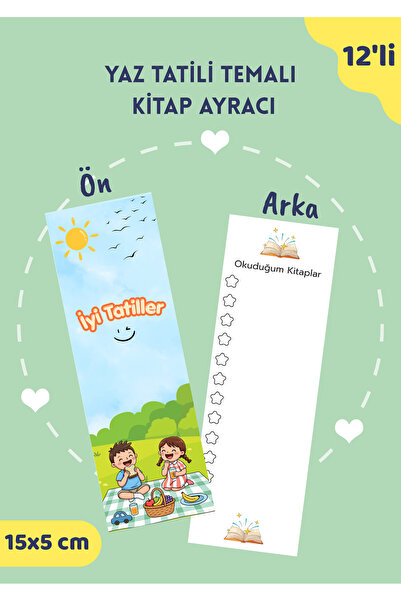 Miko Miko Şeyler 12'li İyi Tatiller Temalı Kitap Ayracı / Özel Tasarım, Hediy...