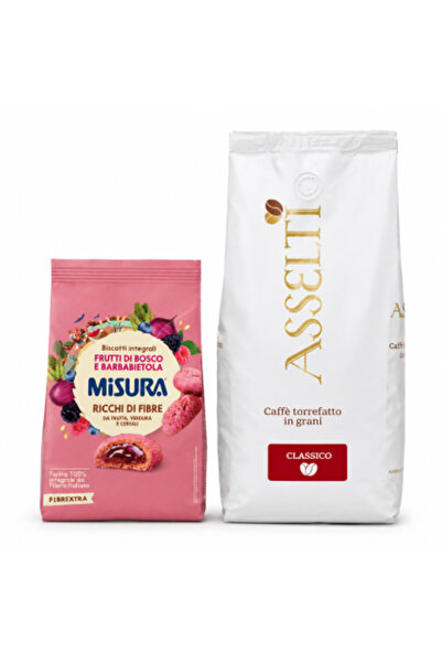 Asselti Set cafea boabe Classico 1 kg + Biscuiți integrali Misura cu fructe d...