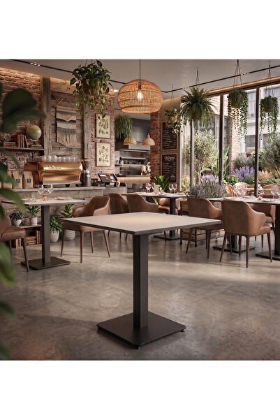 İREM Premium Kompakt Laminat Kare - Cafe Restoran Ev Yemek Masası 60x60 cm Be...