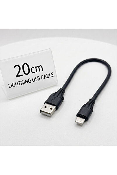 wiks 20cm Kısa Lightning Şarj Kablosu, Powerbank Uyumlu Taşınabilir 2.4A Hızl...