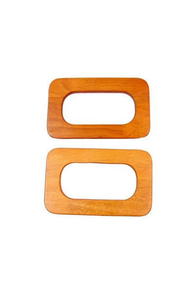 iğne izi Wooden Bag Handle Orange – 16.5X9.5 cm DIY Handmade Bag Handle (2 Pi...