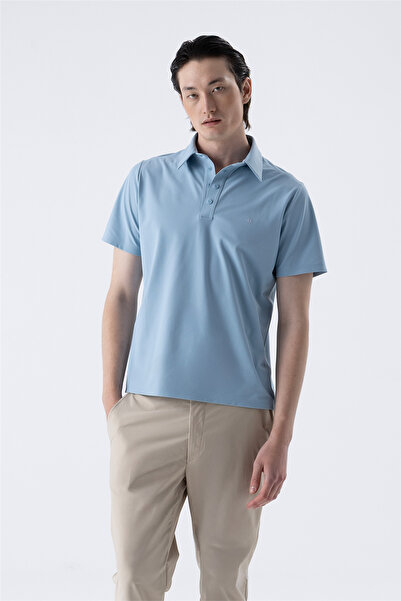 Isaora Comfort Pique Polo Erkek Polo Yaka T-Shirt Mavi