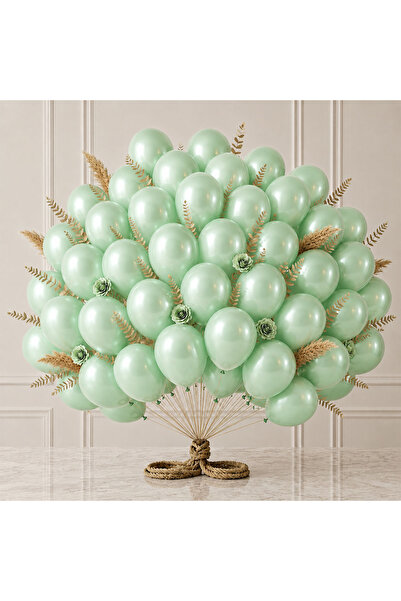 BeySüS Light Green Color Latex Metallic Balloon (30 cm) - 50 Pieces