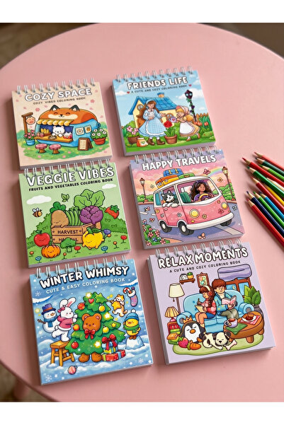 JACA 6'lı Mini Boyama Kitabı Seti (6 Adet)