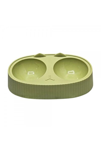 Cozy Paws Dual Feeding Bowl Green 34x20x9cm Large Double Cat & Dog Food and W...