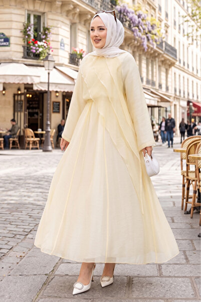 LAB Asymmetrical Ruffle Detailed Skirt Suit Yellow