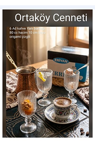 ORTAKÖYCENNETİ Kahve yanı bardağı 6 ad ORIGAMI çızgili mini ayaklı 80 cc Haci...
