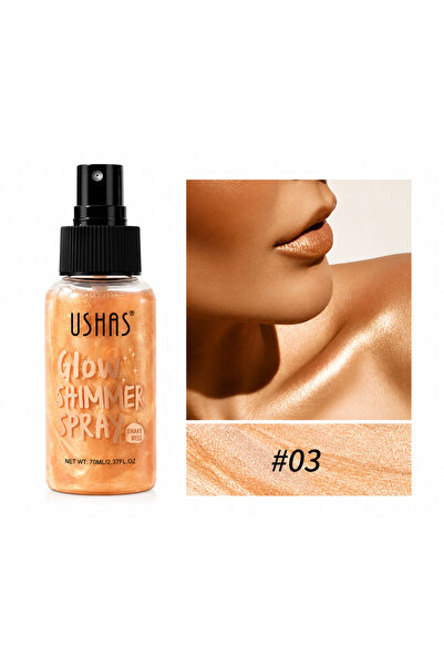 Ushas Spray cu sclipiri luminoase # 03 – Iluminator pentru corp și față cu ef...