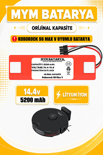 MYM BATARYA Roborock S6 MaxV Uyumlu Akıllı Robot Süpürge Bataryası 14.4v 5200...
