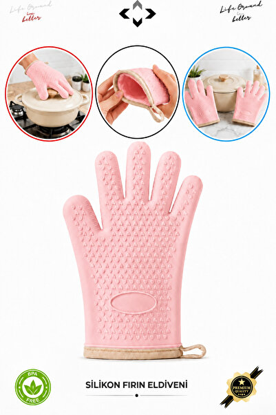 LİGROUND 1Pcs 100% Silicone Oven Glove High Heat Resistant Non-Slip Gripper K...