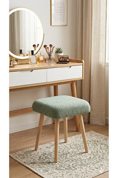 MervishDecor Ahşap Ayaklı Dekoratif Kare Puf Tabure Bench Koltuk Sandalye