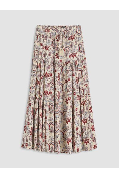 LC Waikiki Rmz Gi̇yi̇m Farkiyla Embroidered Layered Skirt with Waist Cord