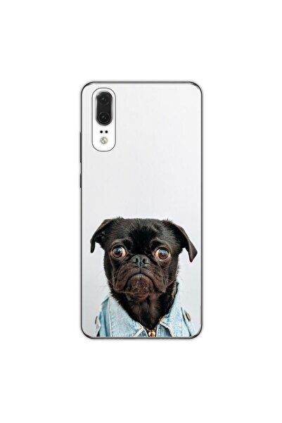 OEM Калъф, съвместим с Huawei P20, силиконов гел TPU, с модерен десен на мопс