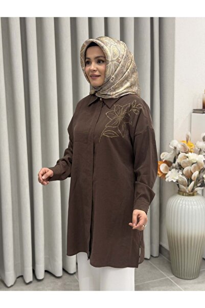 KADO TENCEL GÖMLEK KAHVERENGİ