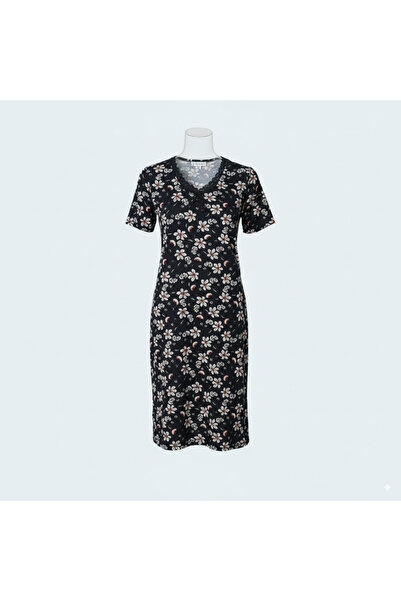 Generic Plus Size Soft Viscose Night Dress - Short Sleeves & Delicate Lace Ne...