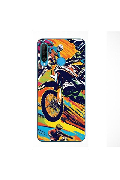 OEM Husa compatibila cu Huawei P30 Lite Silicon Gel Tpu Model Motocross Pop Art