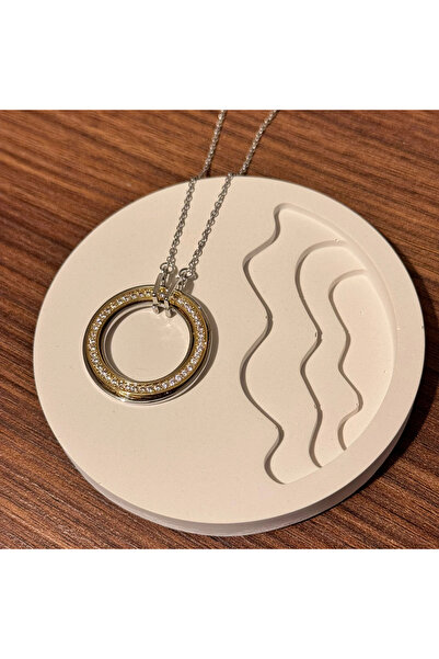 TURKAFONE Silver Gold Glitter Ring Necklace