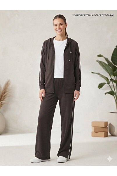 GÜLAY BUTTİK Hooded Track Suit with Elastic Waist and Pockets, Loose Legs