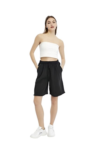 Çarli Short Women's Denim&Canvas Shorts 5326 Black