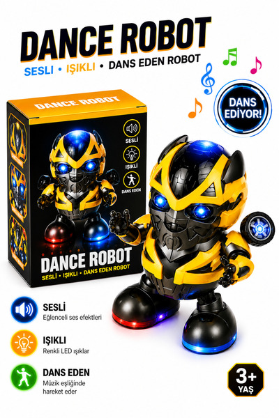 Retoys Dans Eden Bumblebee Işıklı Müzikli Dansçı Robot Bumble Bee Transformer...