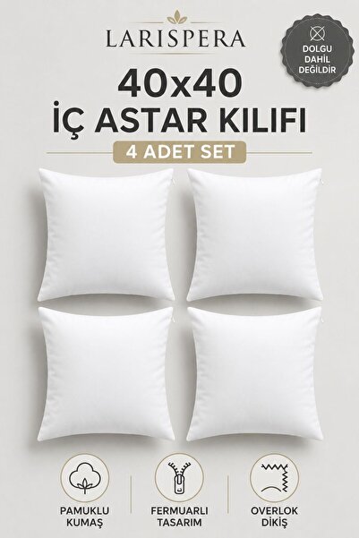 40x40 Zippered throw pillow Inner Lining Pouch 4 Pieces Cotton Throw Lining