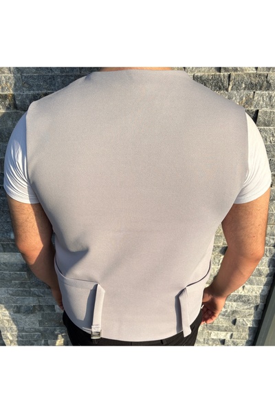 SABRİ ZENGİN Men's Slim Fit Mono Collar Full Fabric Vest
