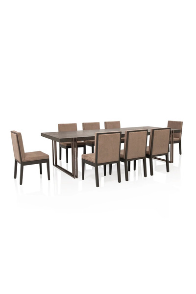 Midas Furniture WOODEN DINING TABLE SET 8 CHAIRS 300X120X76 CM GREY