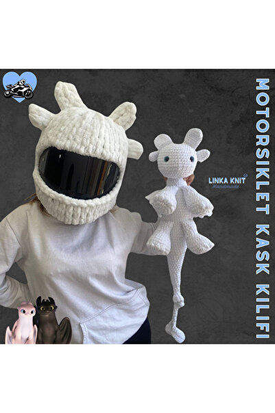 Linka Knit Karakter Tasarımlı Motorsiklet Kask Kılıfı,Eğlenceli Kask Koruyucu...