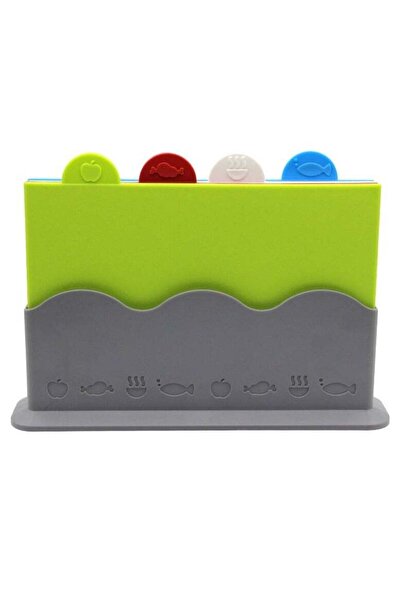 Arabest 4-Piece Chopping Board Set with Stand,Plastic,Non-Slip,Dishwasher Saf...