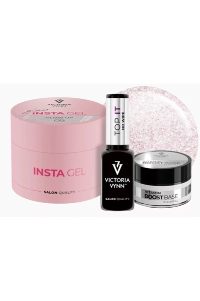 VICTORIA VYNN Pachet Insta Gel 09 Glow Up, Top IT, Boost Base Vitamin Clearell