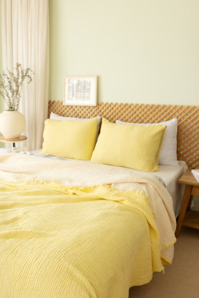 COMO HOME غطاء سرير فردي من الموسلين 100% قطن 4 طبقات/بيكيه 160x230 سم