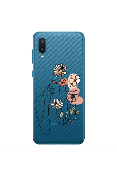 Other Samsung A02 Lady with Flowers Transparent Silicone TPU Θήκη