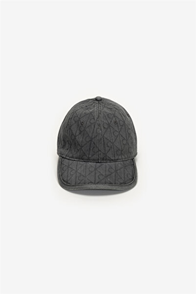 Calvin Klein Denim Emblem Burnout W Patch Cap Kadın Baseball Şapka Gri