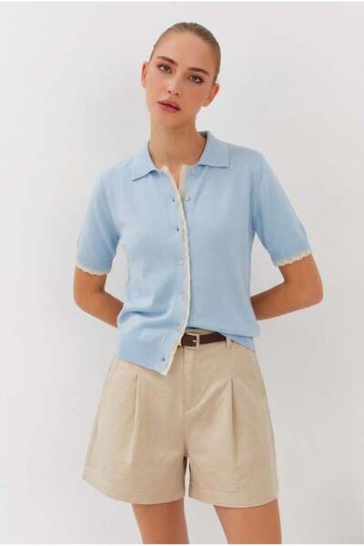 Nish&Chic Dantelli Polo Yaka Triko