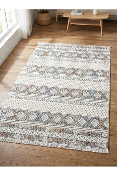 PASTEL HALI Modern İskandinav Tarzı Kaliteli Bukle Dokuma Kabartmalı Oturma O...