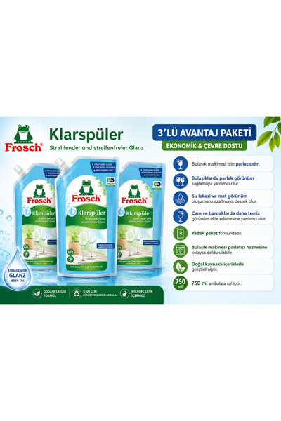 Frosch Bulaşık Makinesi Parlatıcısı Yedek Torba 3x750 ml
