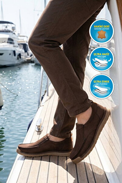 AYAKMOD Brown Nubuck Genuine Leather Men's Casual Shoes 62400 m