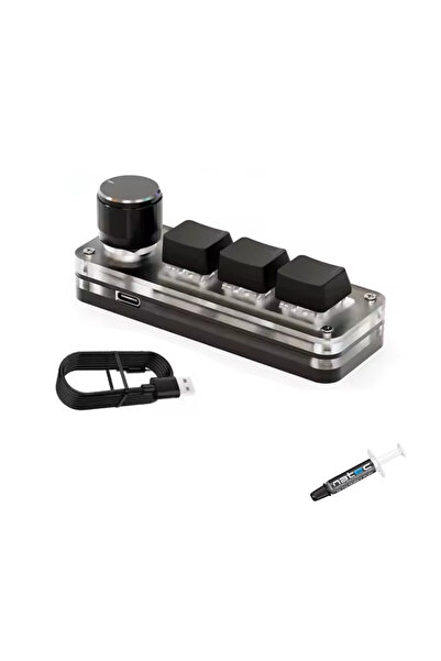 UnderShop Tastatură mecanică mini programabilă, cu buton rotativ, iluminare R...
